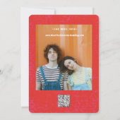 Retro Funky Pink Red Bewaar de datum Qr-code Save The Date (Achterkant)