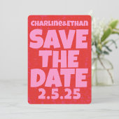Retro Funky Pink Red Bewaar de datum Qr-code Save The Date