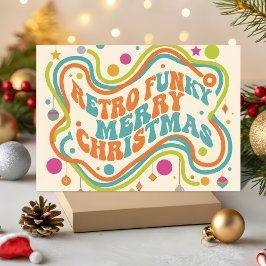 Retro Funky Prettig Kerstfeest Feestdagen Kaart