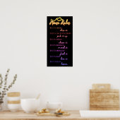 Retro Funky Rainbow Colors House Rules of Kindness Poster (Keuken)