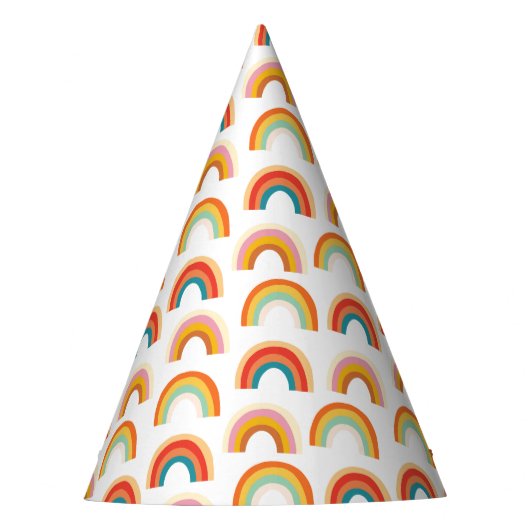 Retro Funky Rainbow Groovy Kleurrijke Party Pet Feesthoedjes (Voorkant)