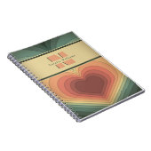 Retro funky romantisch hart monogram Notitieboek (Rechterzijde)