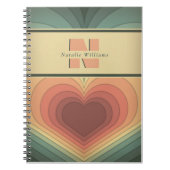 Retro funky romantisch hart monogram Notitieboek (Voorkant)