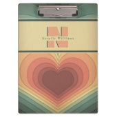 Retro Funky Romantisch Monogram Hart Klembord (Voorkant)