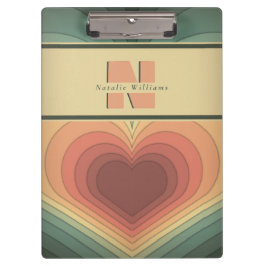 Retro Funky Romantisch Monogram Hart Klembord