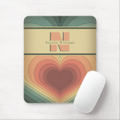 Retro Funky Romantisch Monogram Hart Mousepad Muismat (Met muis)