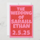 Retro Funky Roze Bruiloft Kaart (Voorkant)