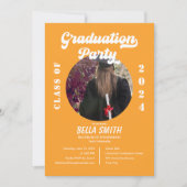 Retro Funky Roze en Oranje Afstuderen Invitation Kaart (Voorkant)