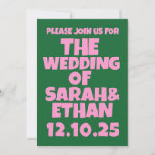 Retro Funky Roze Groene Bruiloft Kaart (Voorkant)