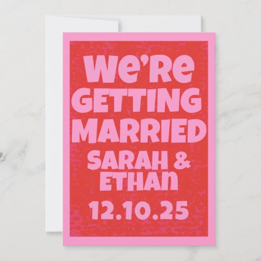 Retro Funky Roze Groene Bruiloft Kaart (Voorkant)