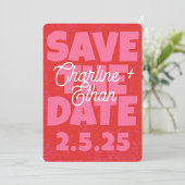 Retro Funky Roze Rode Bewaar de Datum Qr code Save The Date