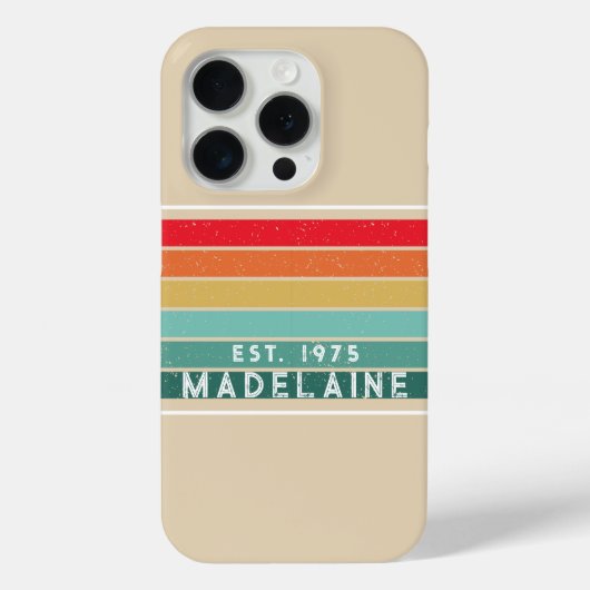 Retro  Funky Stripes Beige Case-Mate iPhone Case (Achterkant)