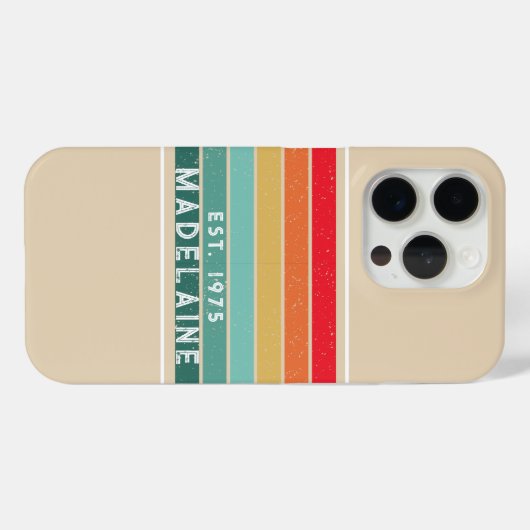 Retro Funky Stripes Beige Case-Mate iPhone Case (Achterkant (horizontaal))