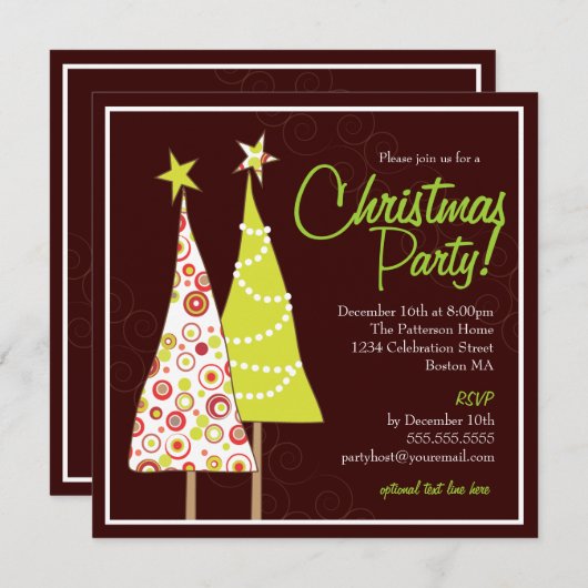 Retro Funky Tree-kerstfeest Kaart (Voorkant / Achterkant)