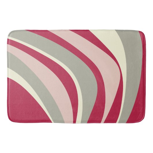 Retro Funky Wavy Lines Magenta Roze Grijs Badmat (Voorkant)