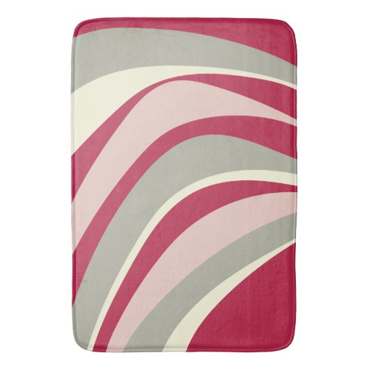 Retro Funky Wavy Lines Magenta Roze Grijs Badmat (Voorkant Verticaal)