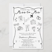 Retro Funky Whimsical Bruidsfeest Miss to Mrs Kaart (Voorkant)