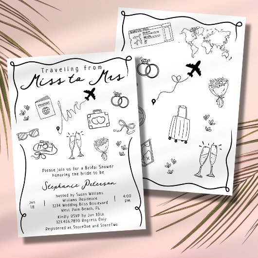Retro Funky Whimsical Bruidsfeest Miss to Mrs Kaart