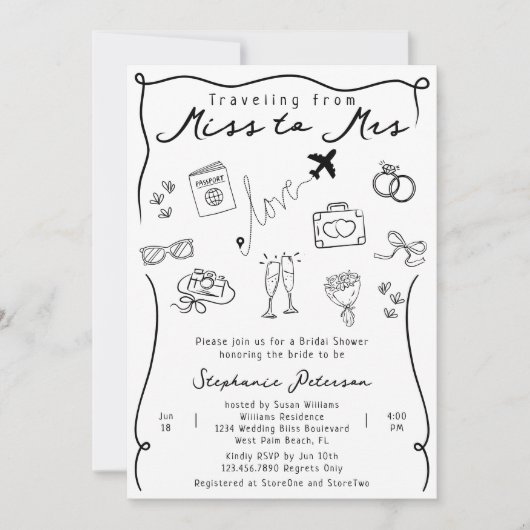 Retro Funky Whimsical Miss to Mrs. Vrijgezellenfee Kaart (Voorkant)