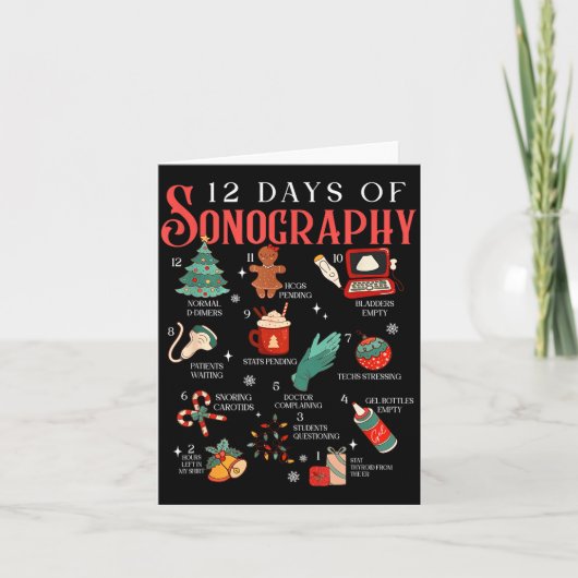 Retro Funny 12 Days Of Sonography Ultrasound Tech Kaart (Voorkant)
