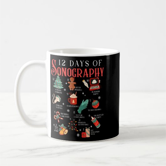 Retro Funny 12 Days Of Sonography Ultrasound Tech Koffiemok (Links)