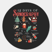 Retro Funny 12 Days Of Sonography Ultrasound Tech Ronde Sticker (Voorkant)