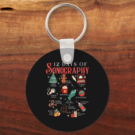 Retro Funny 12 Days Of Sonography Ultrasound Tech  Sleutelhanger (Voorkant)