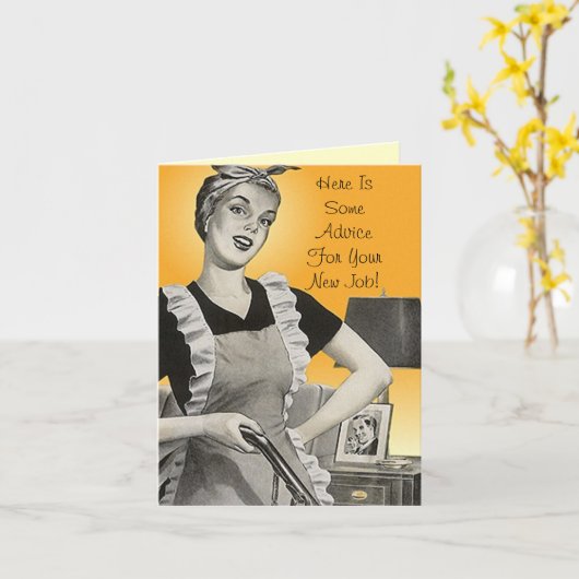 Retro Funny Advice Congratulations New Job Card Kaart (Gele Bloem)