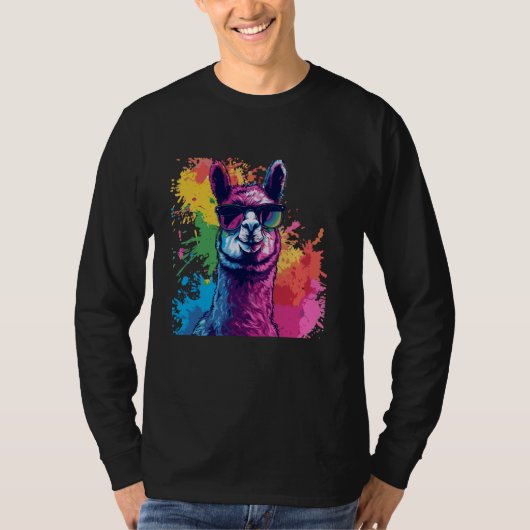 Retro Funny Alpaca Art Zonnebril Pride Zomer Gif T-shirt (Voorkant)