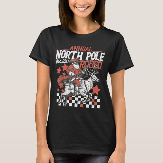 Retro Funny Annual North Le Rodeo Santa Cowboy Mer T-shirt (Voorkant)