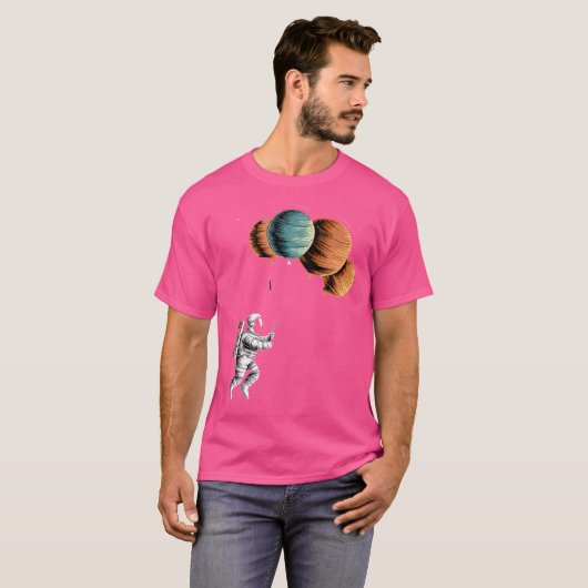 Retro Funny Astronaut Planets Astronomie Ruimte T-shirt (Voorkant volledig)