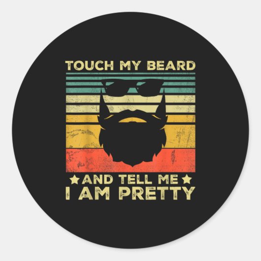 Retro Funny Beard Quote Gift For Bearded Men And L Ronde Sticker (Voorkant)
