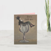 Retro Funny Birthday Card Lady Wine Glass Custom Kaart (Voorkant)