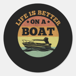 Retro Funny Boating Kapitein Boat Lover Ronde Sticker