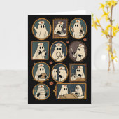Retro Funny Boo Ghost Spooky Nurse Portrait Pictur Kaart (Gele Bloem)