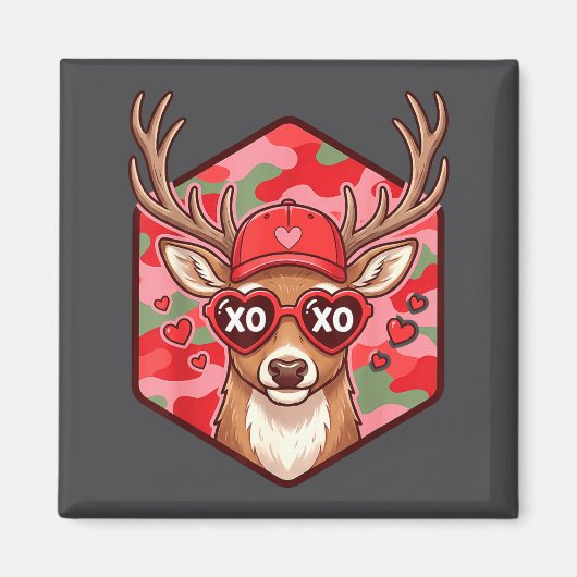 Retro Funny Boys Valentines Day Hunting Deer Camo  Magneet (Voorkant)
