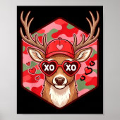 Retro Funny Boys Valentines Day Hunting Deer Camo  Poster (Voorkant)