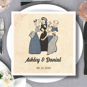  Retro Funny Bride 50s Comic Rustic Wedding Servet