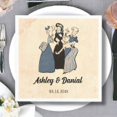  Retro Funny Bride 50s Comic Rustic Wedding Servet