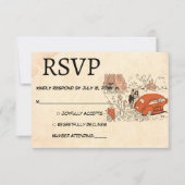  Retro Funny Bride Groom 50s Rustic Wedding RSVP Kaartje (Voorkant)
