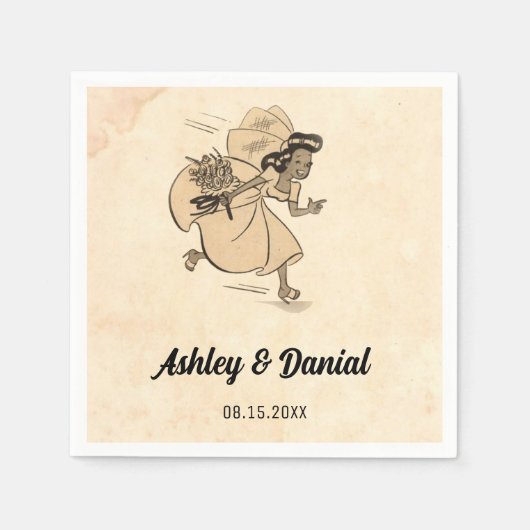  Retro Funny Bride Rustic Old Comic Wedding Servet (Voorkant)