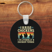 Retro Funny Chicken Lover Gift – I Raise Chickens Sleutelhanger (Voorkant)