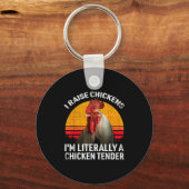 Retro Funny Chicken Lover Gift – I Raise Chickens Sleutelhanger (Voorkant)