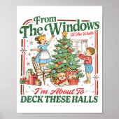 Retro Funny Christmas Holiday From The Windows To Poster (Voorkant)