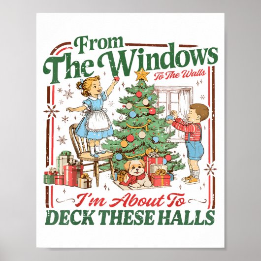 Retro Funny Christmas Holiday From The Windows To Poster (Voorkant)