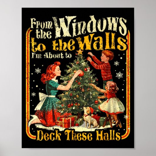 Retro Funny Christmas Holiday From The Windows To Poster (Voorkant)