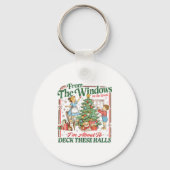 Retro Funny Christmas Holiday From The Windows To  Sleutelhanger (Voorkant)
