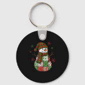 Retro Funny Christmas Patchwork Snowman Xmas Holid Sleutelhanger (Voorkant)