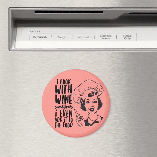 Retro Funny Cooking met Wine Magnet (Insitu (Vaatwasser))