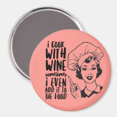 Retro Funny Cooking met Wine Magnet (Voorkant / Achterkant)